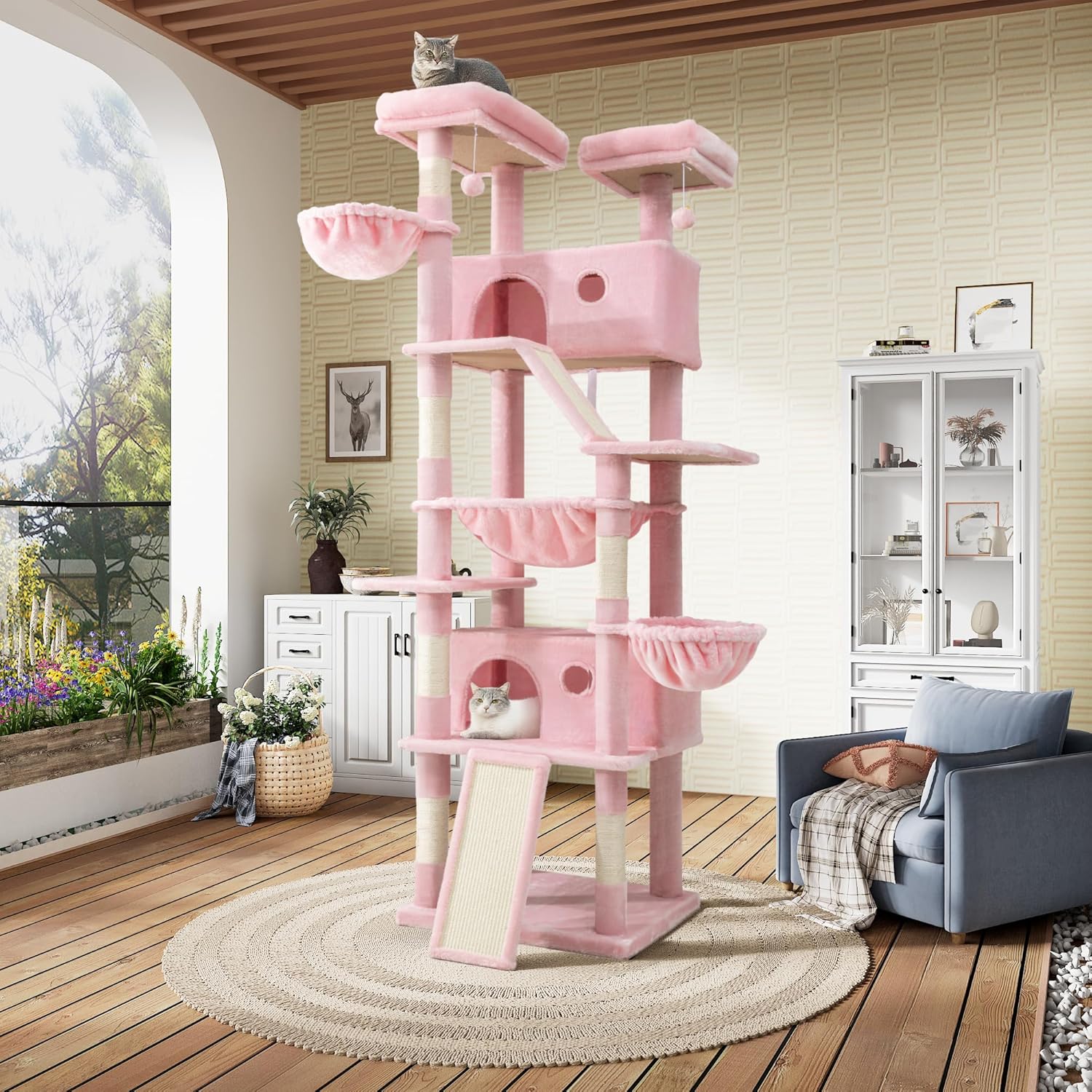 81" Multi-Level Cat Tree with Hammock, Scratching Posts & Cozy Perches – Perfect for Large Cats (Available in Multiple Colors)