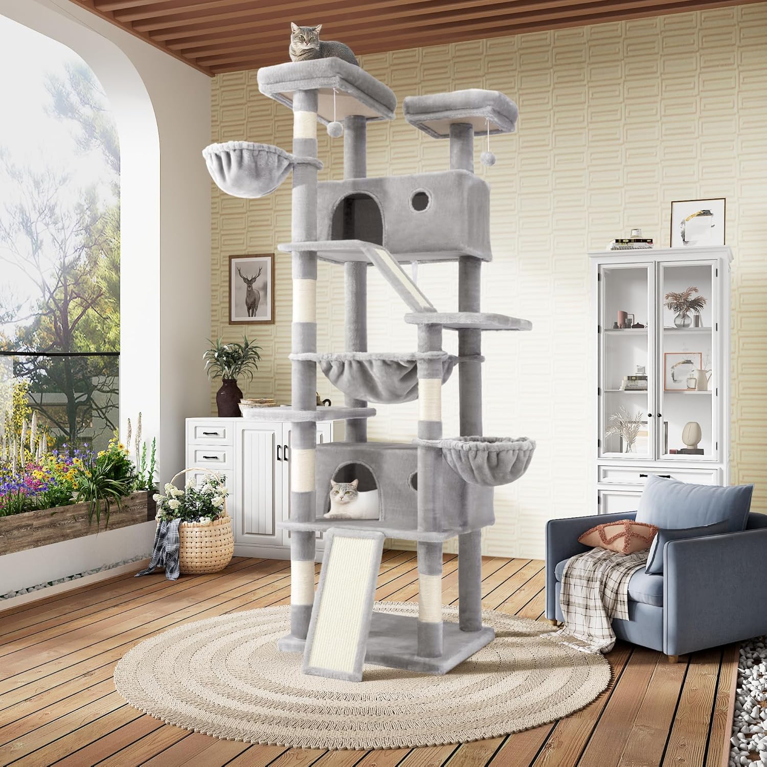 81" Multi-Level Cat Tree with Hammock, Scratching Posts & Cozy Perches – Perfect for Large Cats (Available in Multiple Colors)